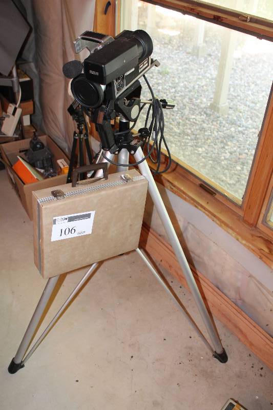 lot 106 image: RCA Tape Recording System wCamera, Stand & Carrying Case.