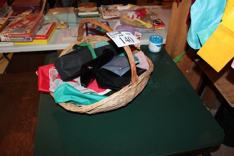 lot 140 image: Basket Lot Including Purses & Hand Bags.