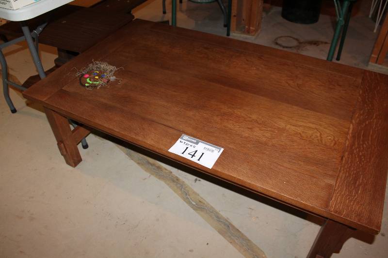 lot 141 image: Wooden Table 30 x 50 x 16.