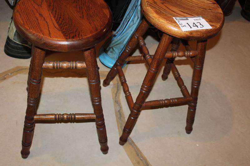 lot 143 image: Lot of (2) Wooden Stools 30 Height.