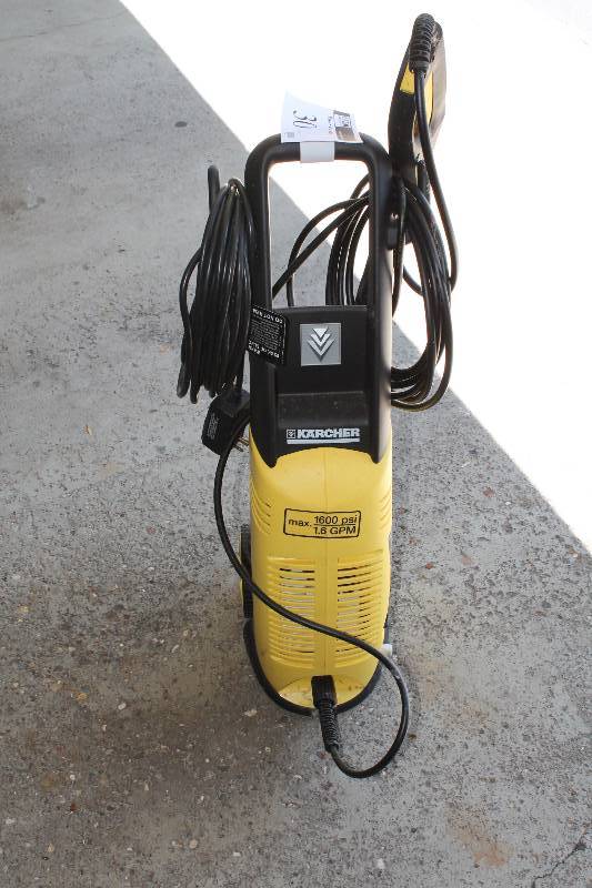 lot 30 image: Karcher Pressure Washer wCord & Hose Attachment 120V 60Hz PSI Max 1600 GPM Volume 1,6.