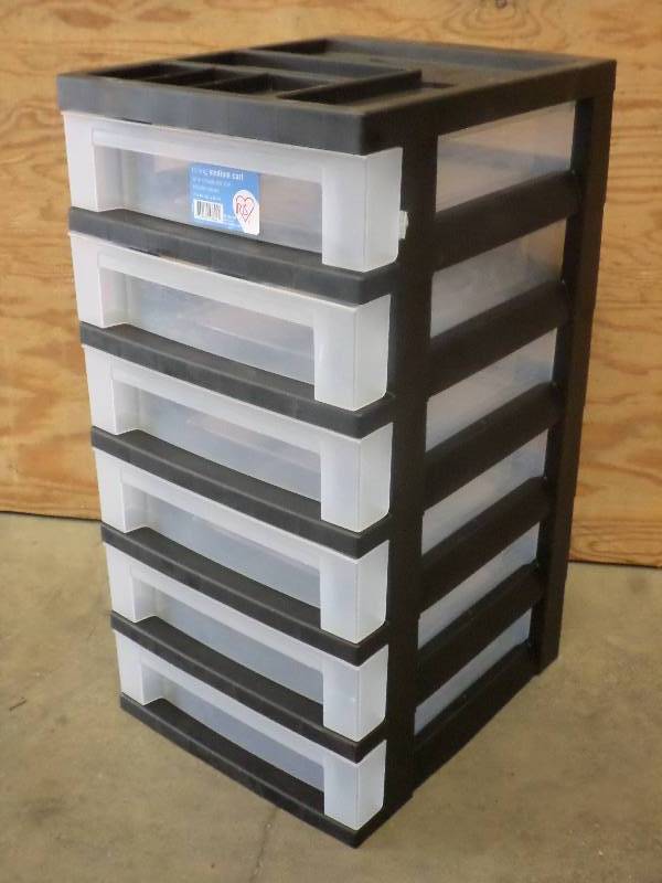 lot 21 image: 6-Drawer Plastic Organizer ...