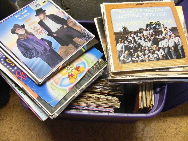 Tote of Vinyl LPs