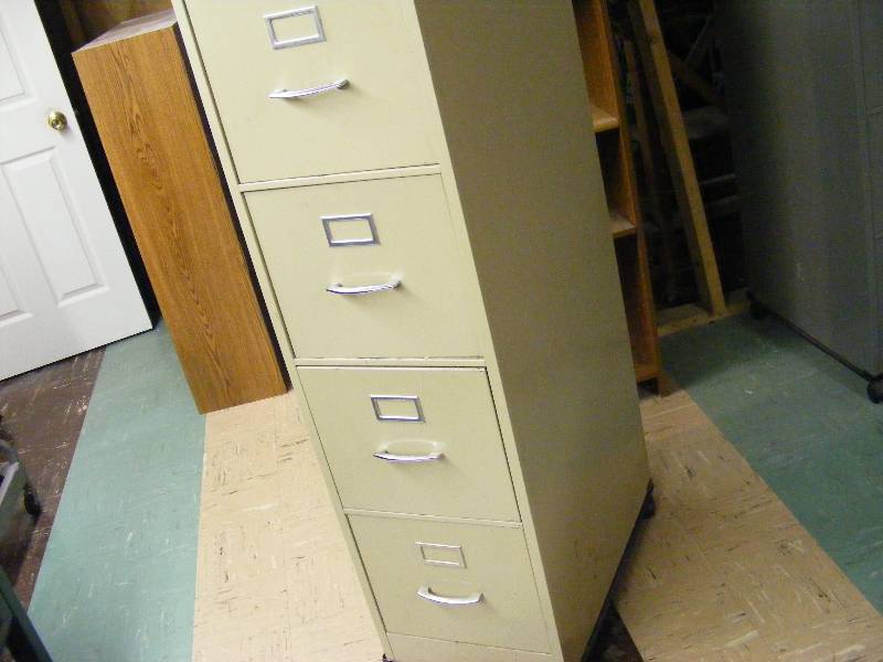 Rolling Metal 4 Drawer File Cabinet - Taupe