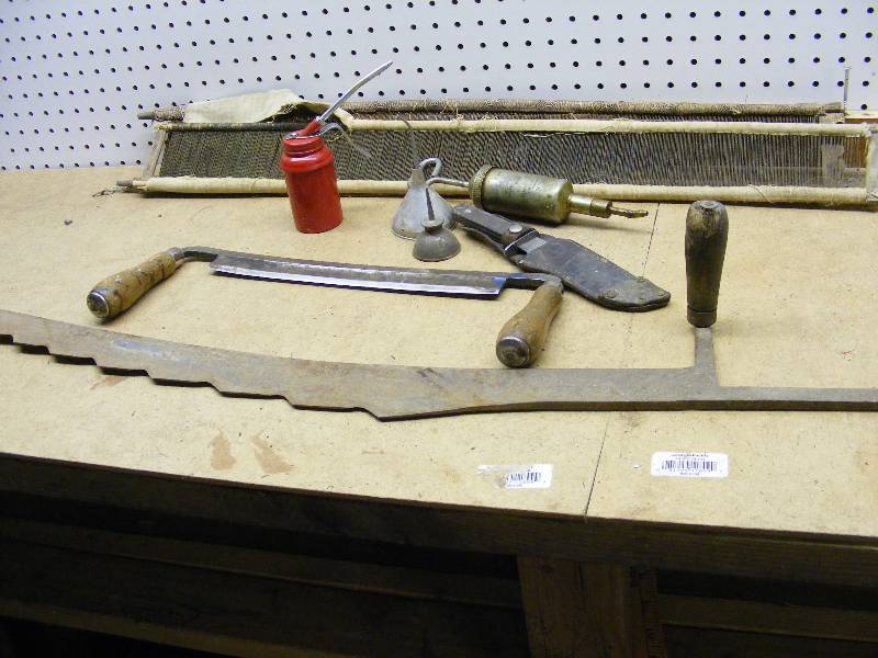 Vintage Saws, Mini Oil Cans, and Knife