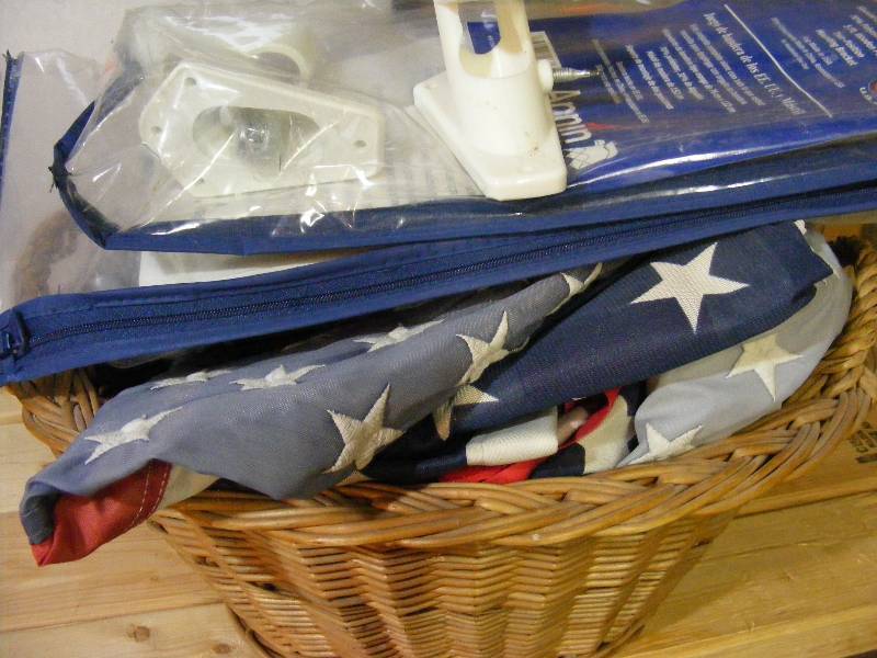 American Flags in Wicker Basket