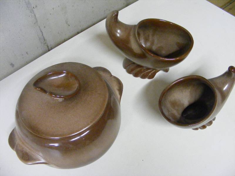 Frankoma Pot with Lid, and 2 Frankoma Bowls