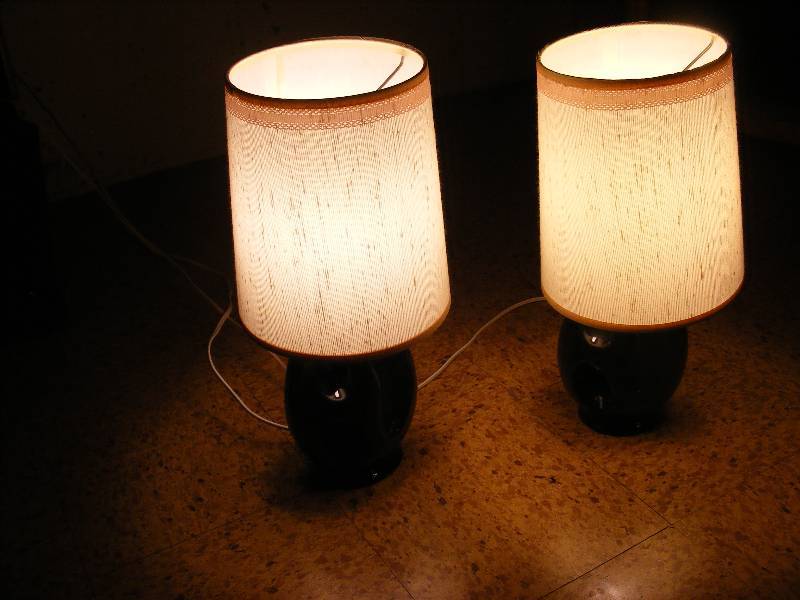 2 Small Black Lamps from 1950s