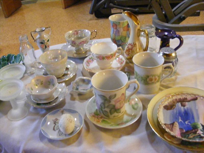 Assortment of Cups and Saucers, Plates, Vases