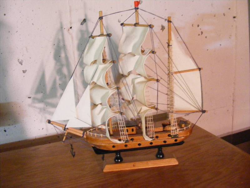 Model Ship - Wood with Canvas Sails