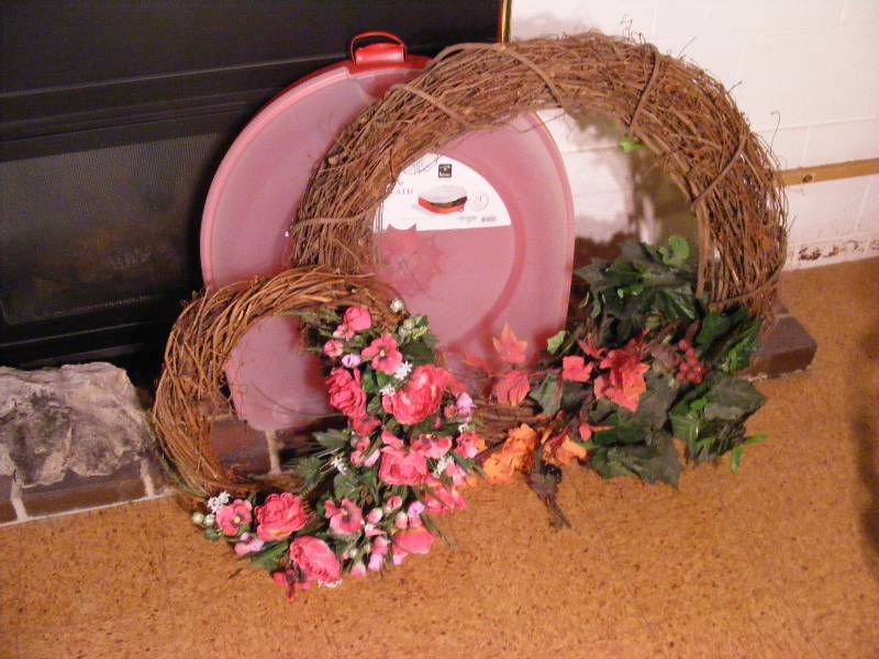 2 Grapevine Wreaths with Flowers