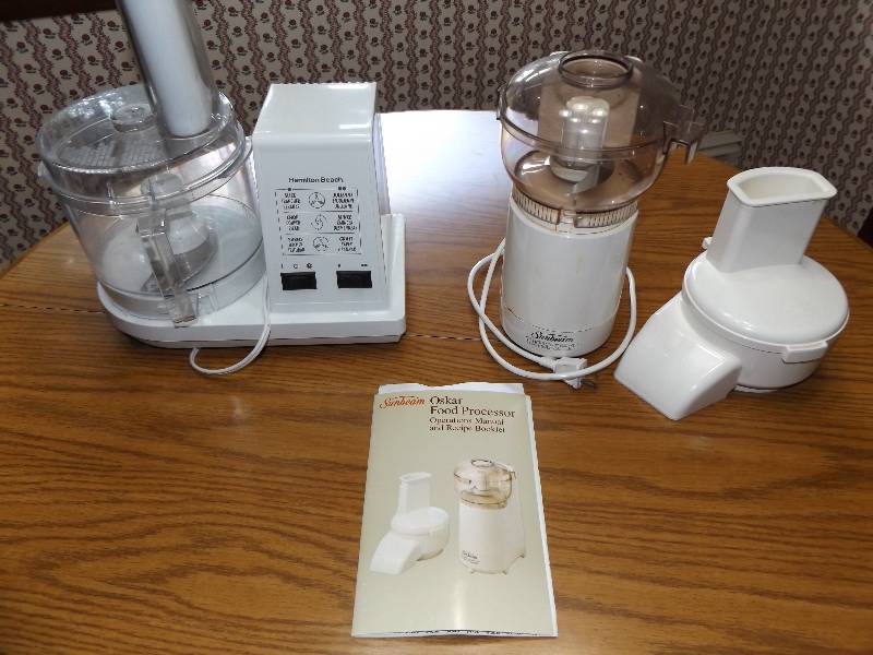 Hamilton Beach food processor, Sunbeam Oskar food processor.