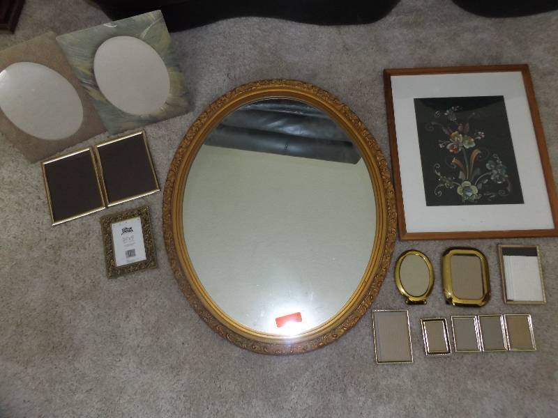 Norwegian Rosemaling by Olaf Tveiten, Medium oval mirror, 10 picture frames.