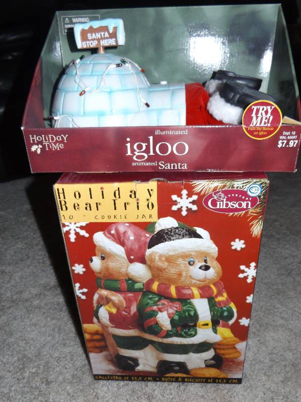 Igloo Santa, holiday bears cookie jars.