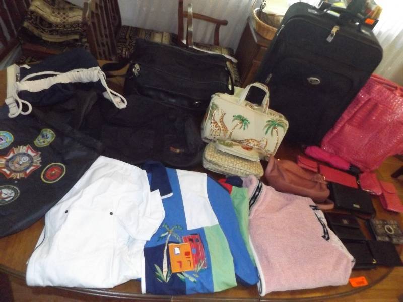 Bags, purses, 3 sweaters.
