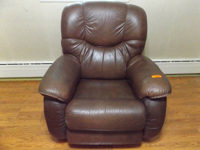 Lazy-Boy rocker recliner (brown leather look).