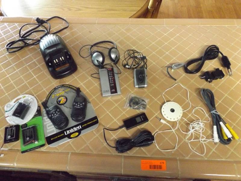 2 way radios, battery charger, walkmans, misc electrical