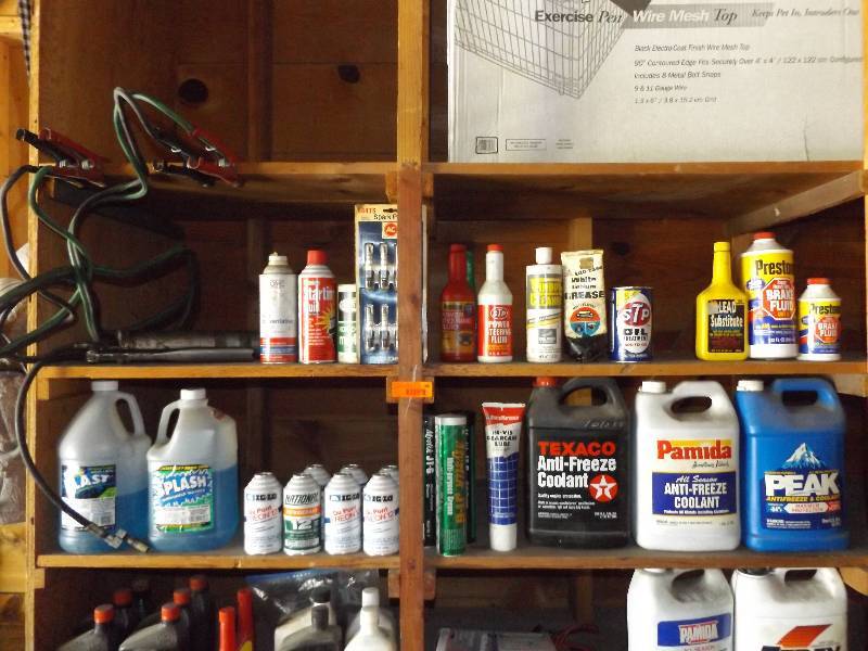 4 top shelves of automotive items.