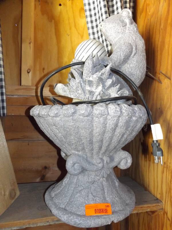 Stone frog water fountain.