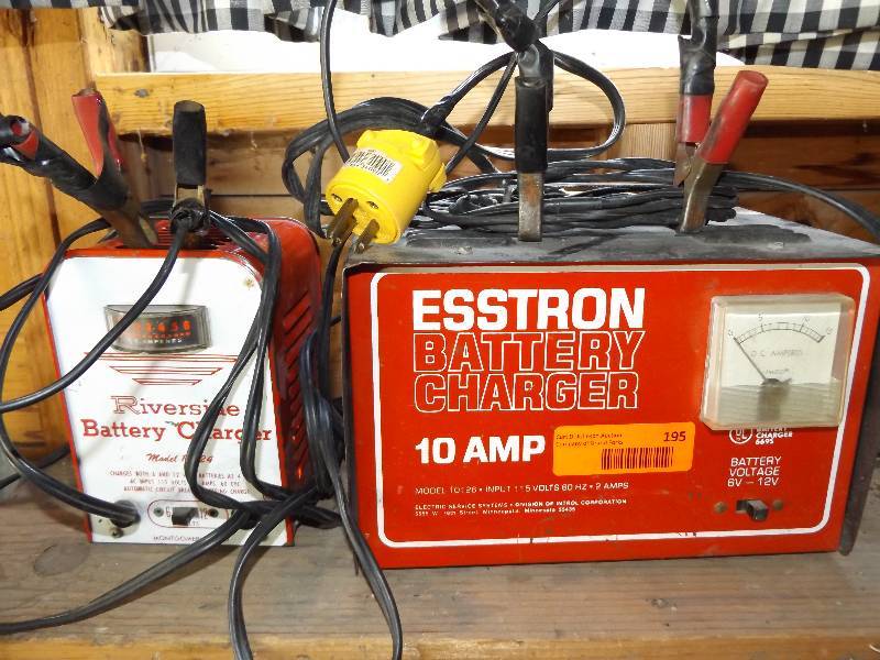 Esstrom battery charger (10 AMP), Riverside battery charger (4 AMP)