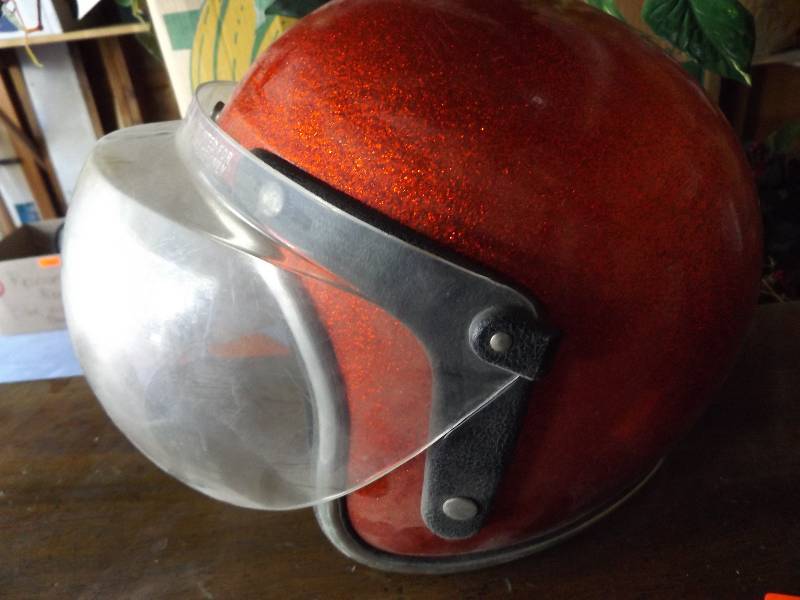 Vintage red sparkle helmet