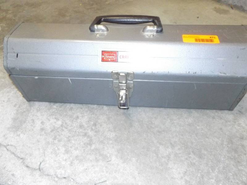 Craftsman small grey toolbox with misc tools