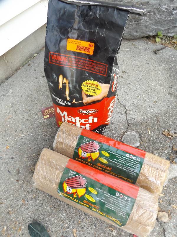 Charcoal briquettes and fire logs