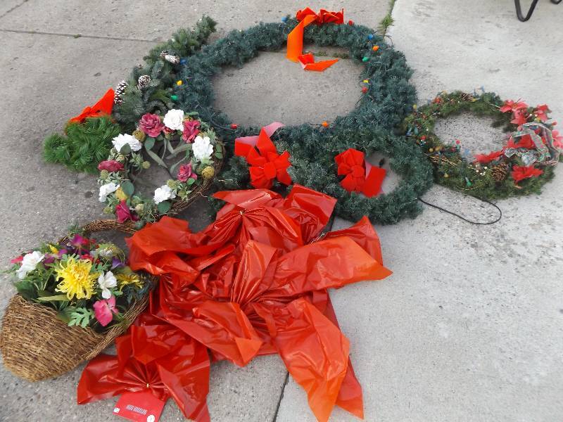 Christmas decorations and floral wreaths