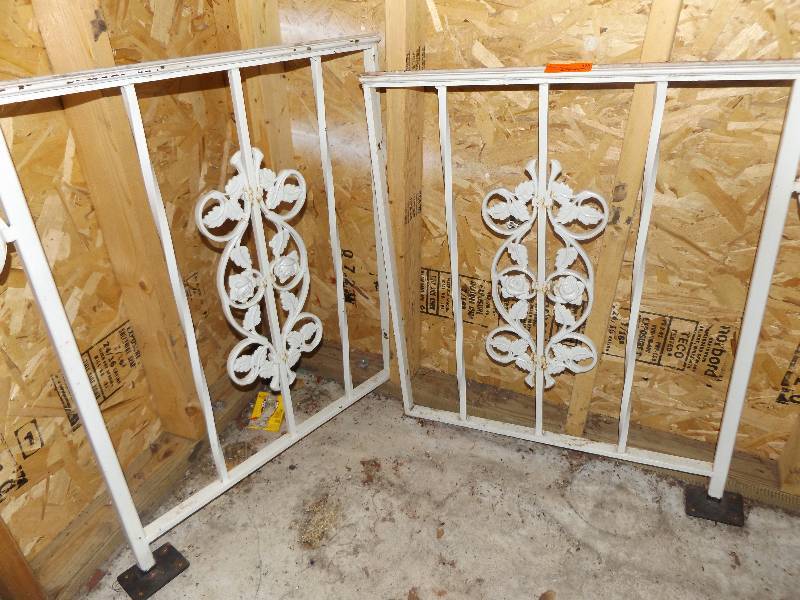 Decorative metal gate panels white with roses