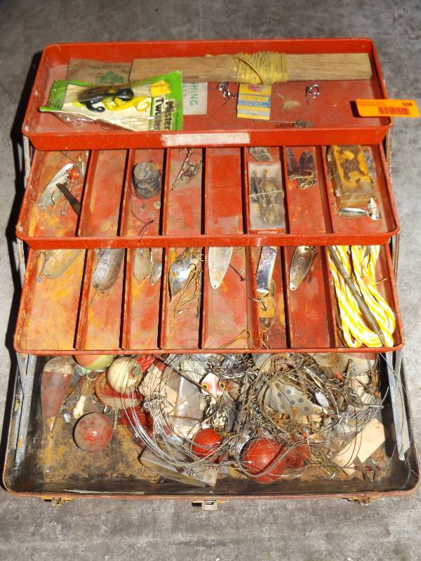 Tackle box with vintage tackle