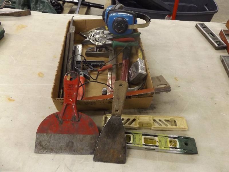 Levels, Spatulas, Tape Measure, Ear Protection, Hammer, Rasps, Wirecutters