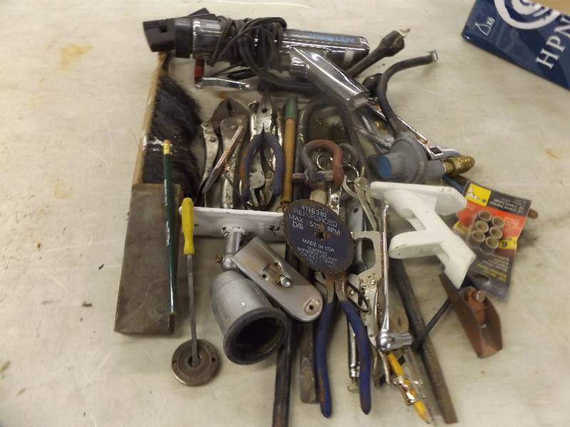 Wire Cutter, Bar, Wrench, Sears Timing Light, Vise Grips, Wire Brushes