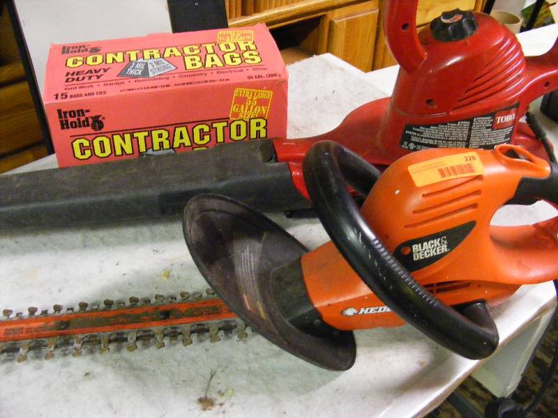 Black and Decker Hedgehog, Toro Blower, Contractor Bags