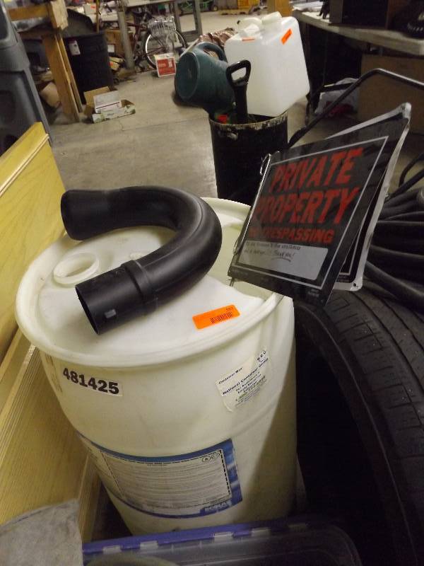 Barrel with Contents and No Tresspassing Signs