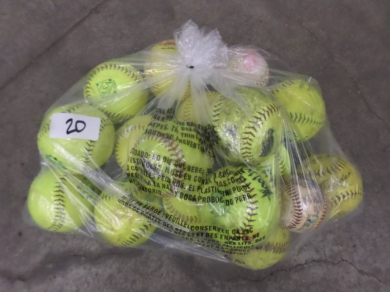 lot 20 image: Bag Of (16) Softballs & (1) Basebal...