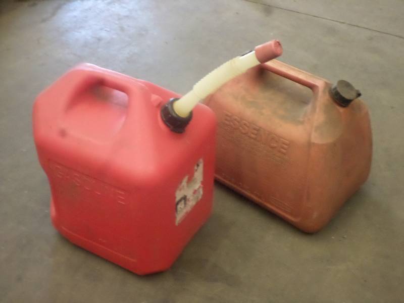 lot 47 image: (2) 5-Gallon Steel Gas Cans ...