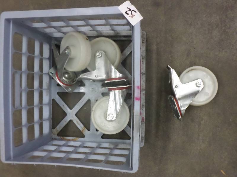 lot 52 image: (4) Lockable Plastic-Wheel Casters ...