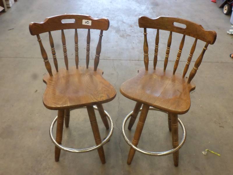 lot 95 image: (2) Wood Bar Stools...