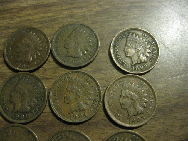 10 Fine or Better Indian Head Pennies  Full Liberty