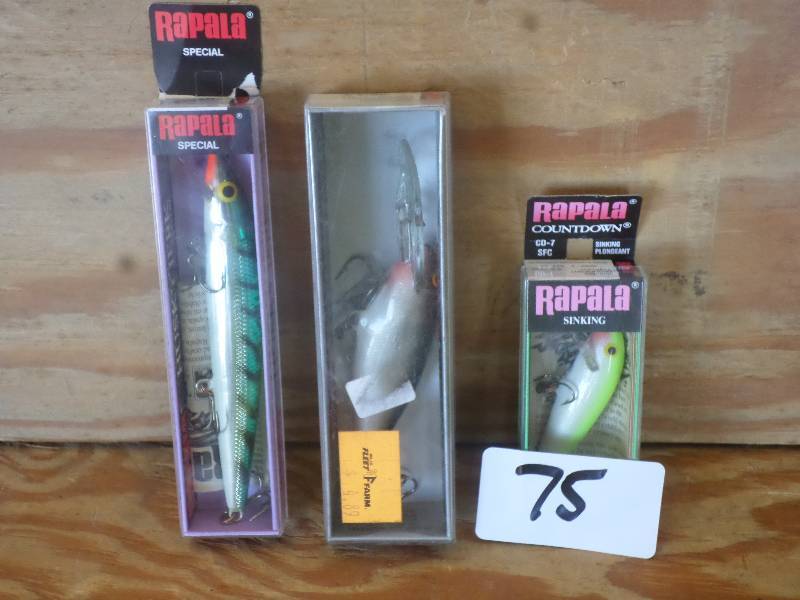 lot 75 image: (3) New Rapala Crankbait Lures ...