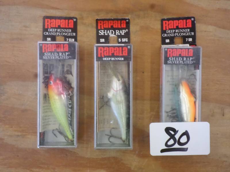 lot 80 image: (3) New Rapala Crankbait Lures ...
