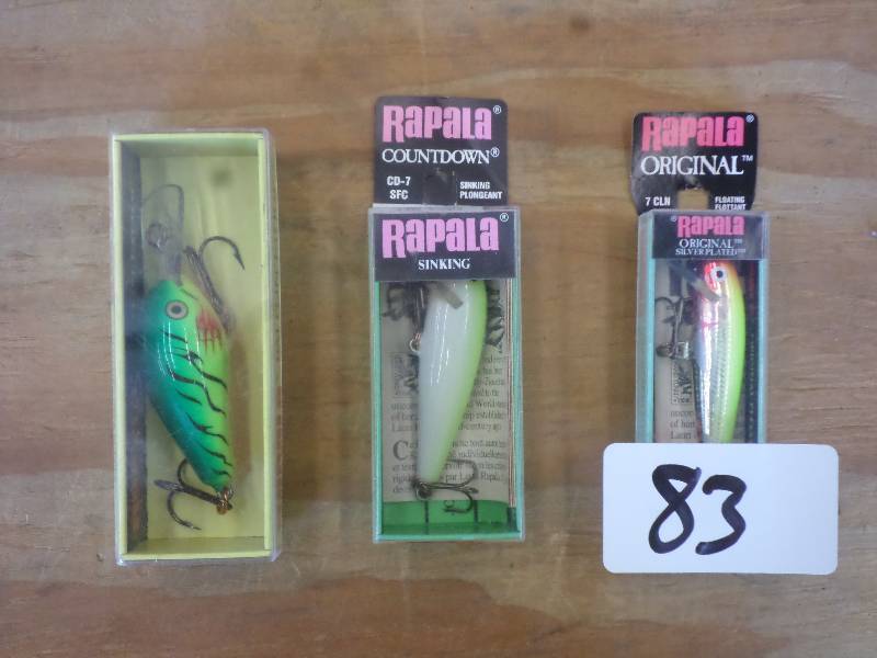 lot 83 image: (3) New Rapala Crankbait Lures ...
