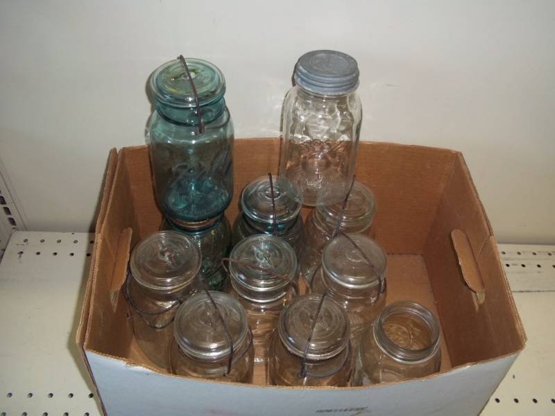 lot 48 image: Lot of 11 Canning Jars some with glass lids