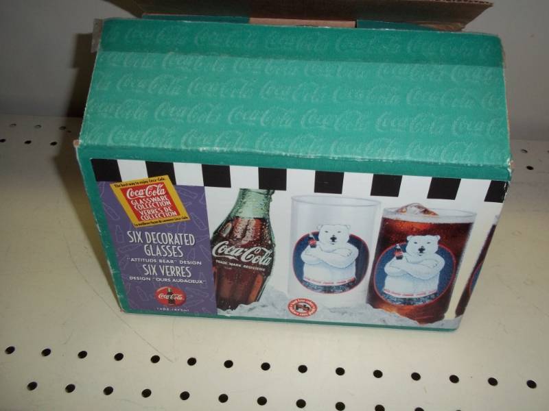 lot 65 image: 6 Decorated Coca Cola glasses