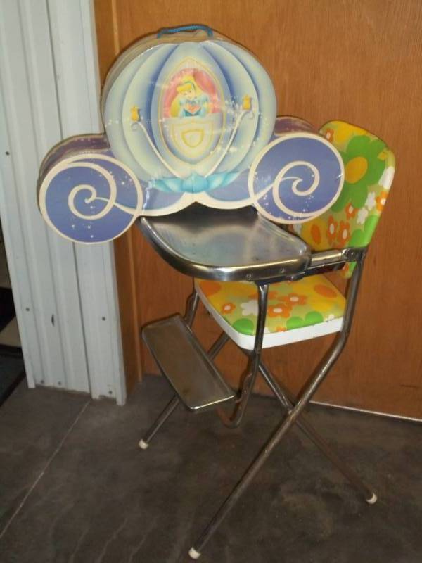 lot 120 image: High chair and Cinderella storage box