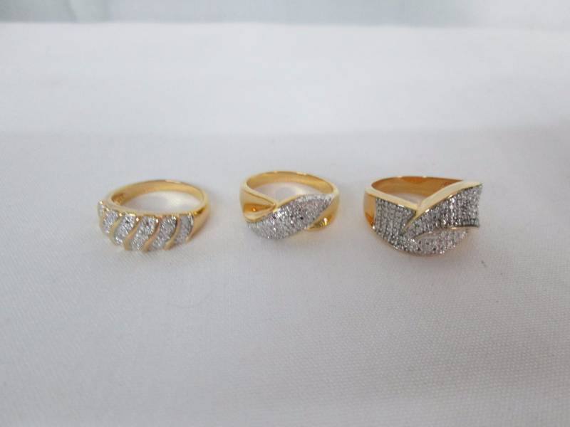 Set of 3 Two-Tone Fashion Rings