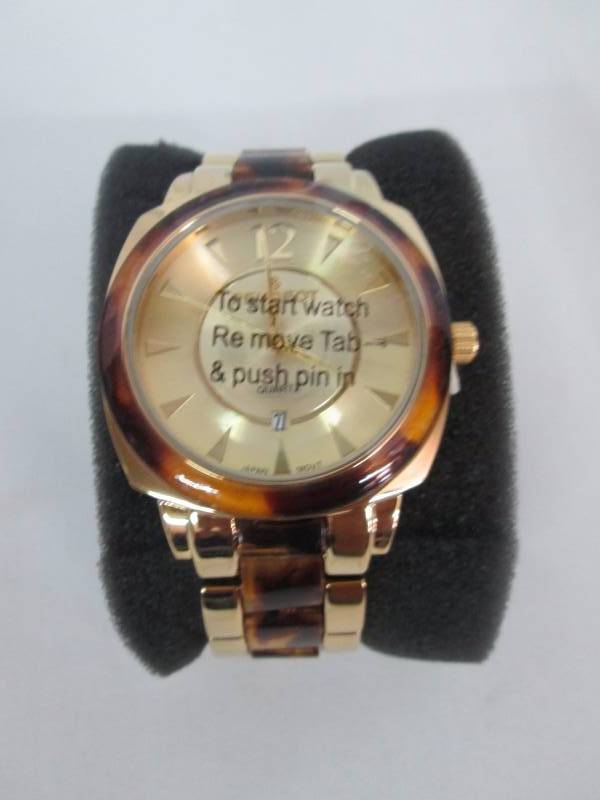 Peugeot Ladies Goldtone Tortoise Shell Watch