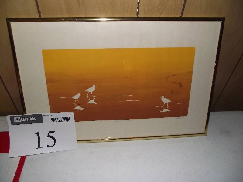lot 15 image: 423 � �Beachcombers� by Lin 1981, serigraph, 16�x10�