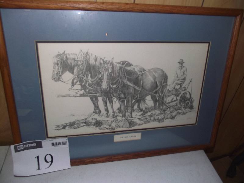 lot 19 image: 491000 � �The First Furrow� by Gaylene Fortner, matted, framed, resigned