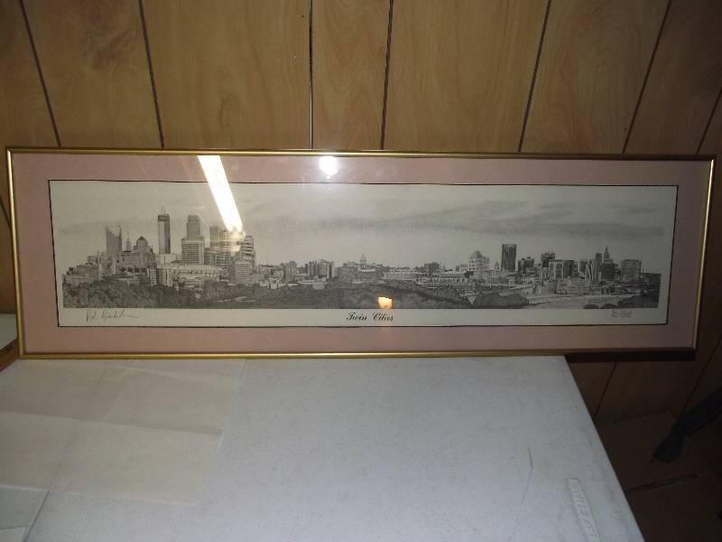 lot 21 image: 90500 � �Twin Cities� by Bob Brondick, matted, framed, resigned